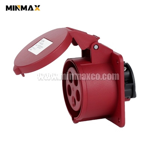 MM-GS4156 Female 5 pins 16A Waterproof Red Panel Socket for shipyards IP44