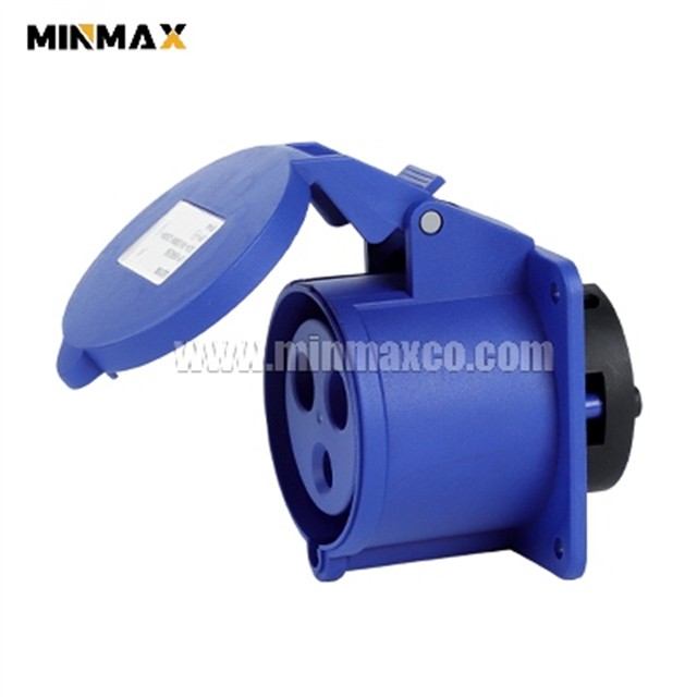 MM-GS4236 Female 3 pins 32A Waterproof Blue Panel Mounted Socket for Automobile production IP44