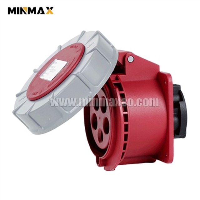 MM-GS4256 Female 5 pins 32A Waterproof Red Panel Socket for shipyards IP44